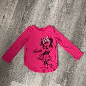 EUC Disney Jumping Beans Minnie Mouse Pink Long Sleeve Shirt Size 4